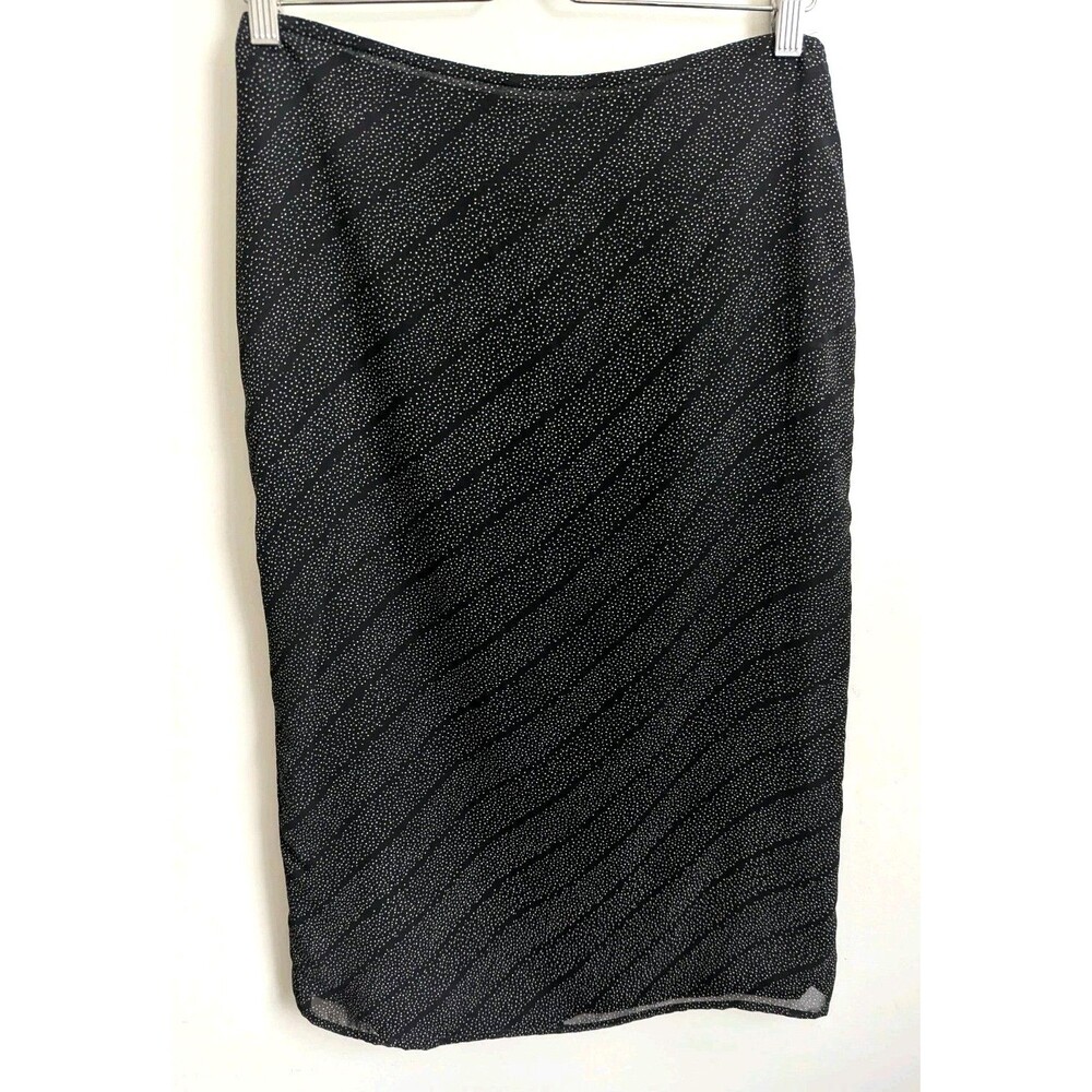 Vtg 90s Y2K Old Navy Collection Skirt Straight Chiffon Black Minimalist Lined 6